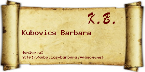 Kubovics Barbara névjegykártya